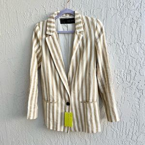Zara linen blend striped blazer small